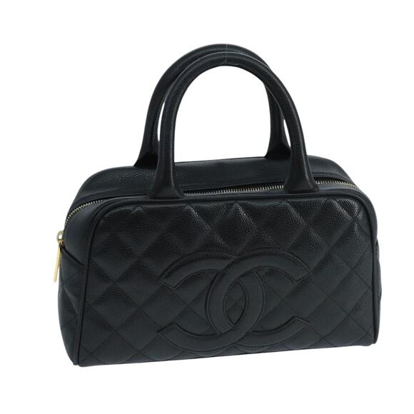 CHANEL Matelasse Hand Bag Caviar Skin Black CC - Picture 1 of 16